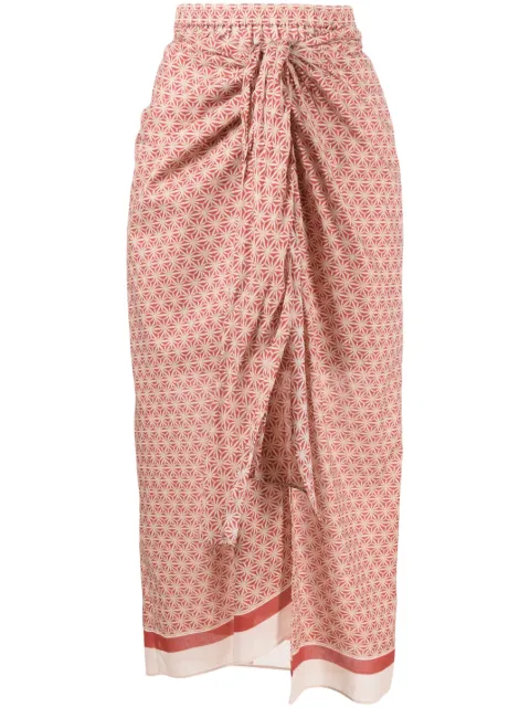 Brunello Cucinelli geometric-print knotted skirt