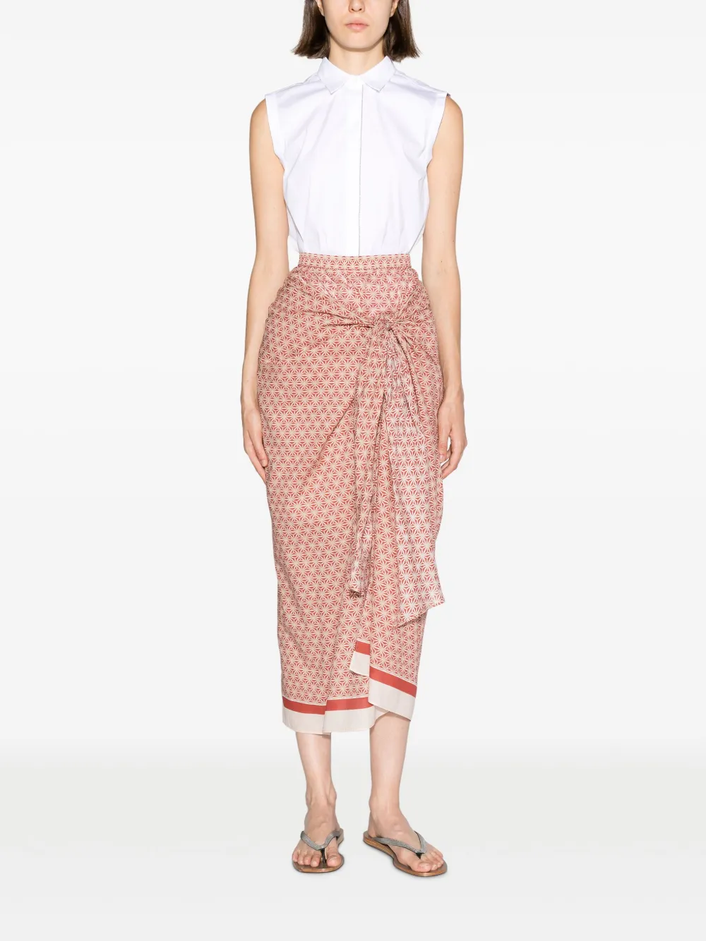 Brunello Cucinelli Rok met geometrische print - Rood