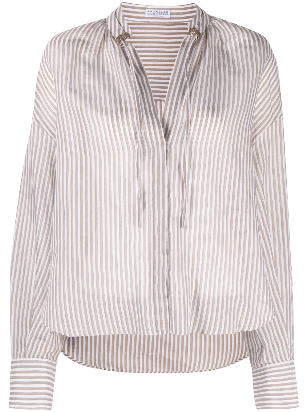 Brunello Cucinelli blusa con abertura en el cuello | blanco | Image 1