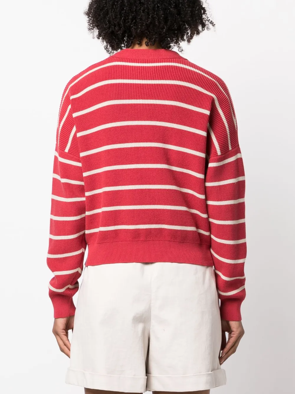 Brunello Cucinelli Striped Cotton Cardigan In Red