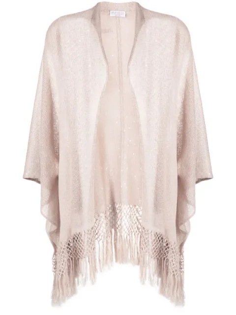 Brunello Cucinelli fringed linen poncho