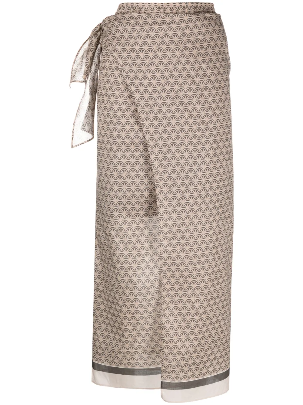 Brunello Cucinelli Geometric-print Cotton Maxi Skirt In C6901 Beige