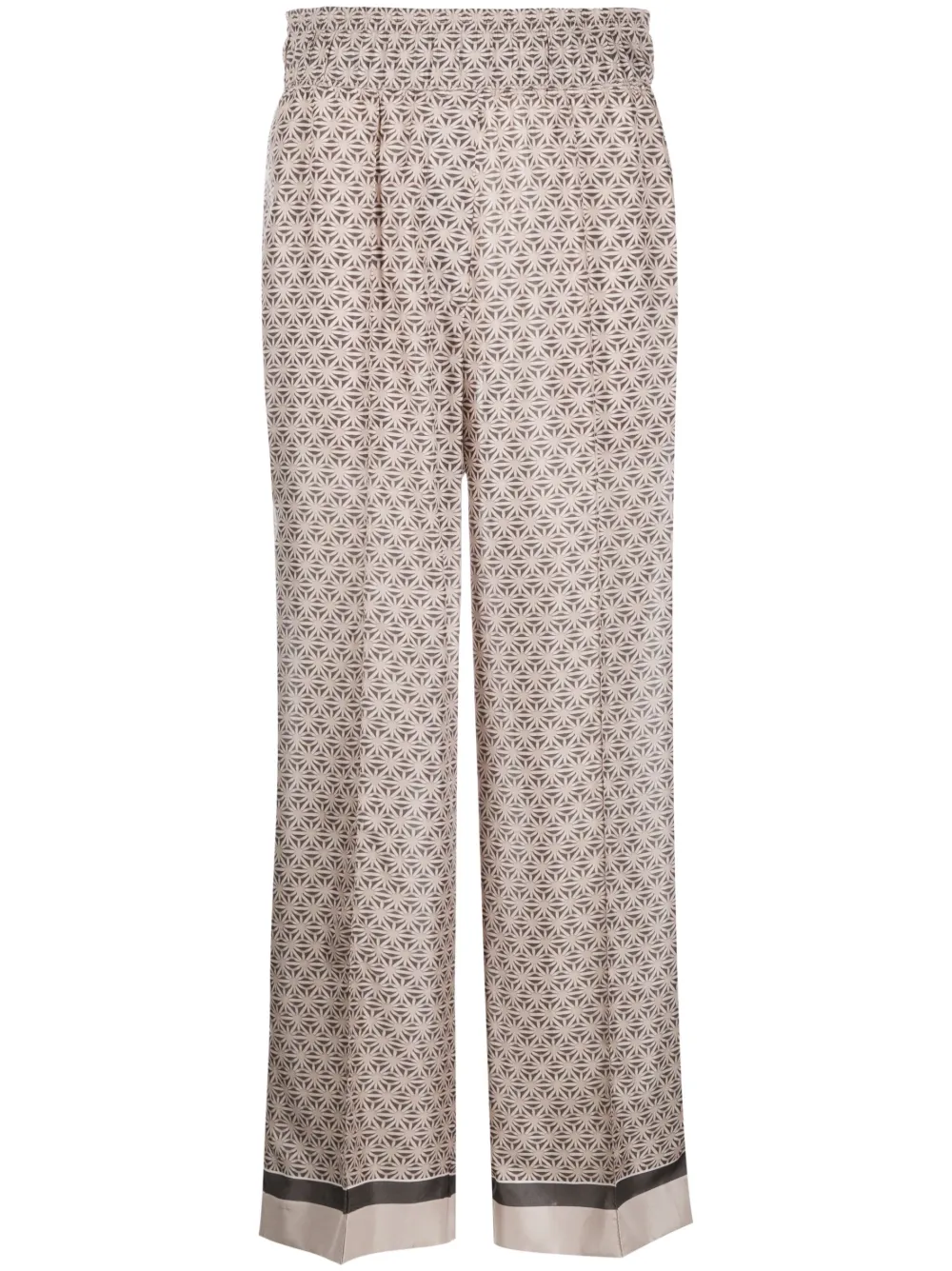 Brunello Cucinelli Printed Cropped Wide-leg Trousers In Nude