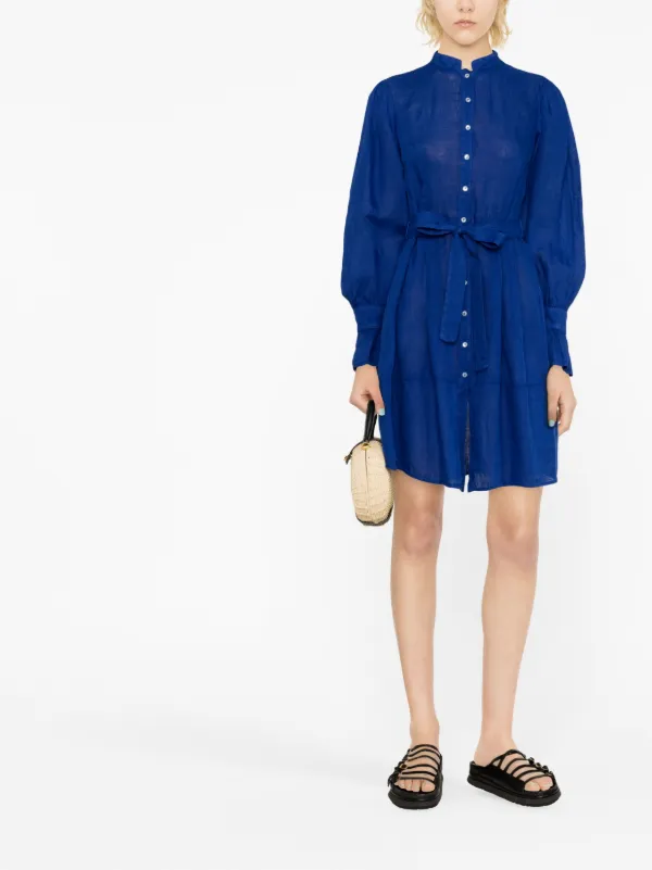 Zara blue clearance linen shirt dress