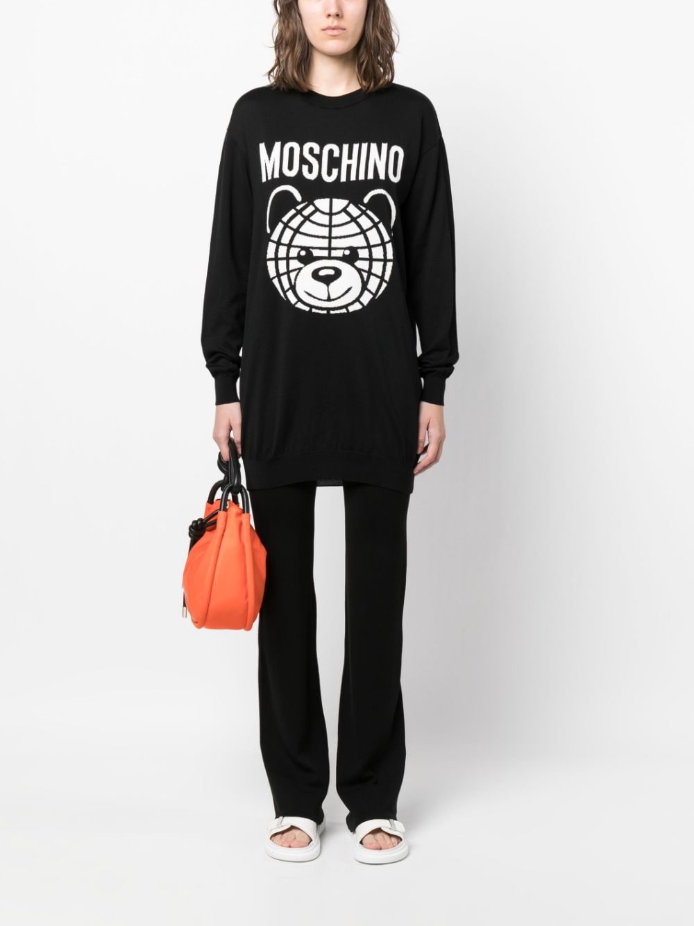 Moschino Sweaterjurk met logoprint - Zwart