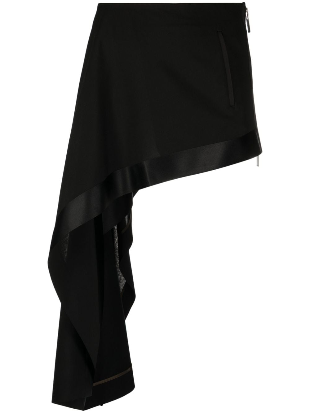 SACAI SATIN-TRIM ASYMMETRIC SKIRT