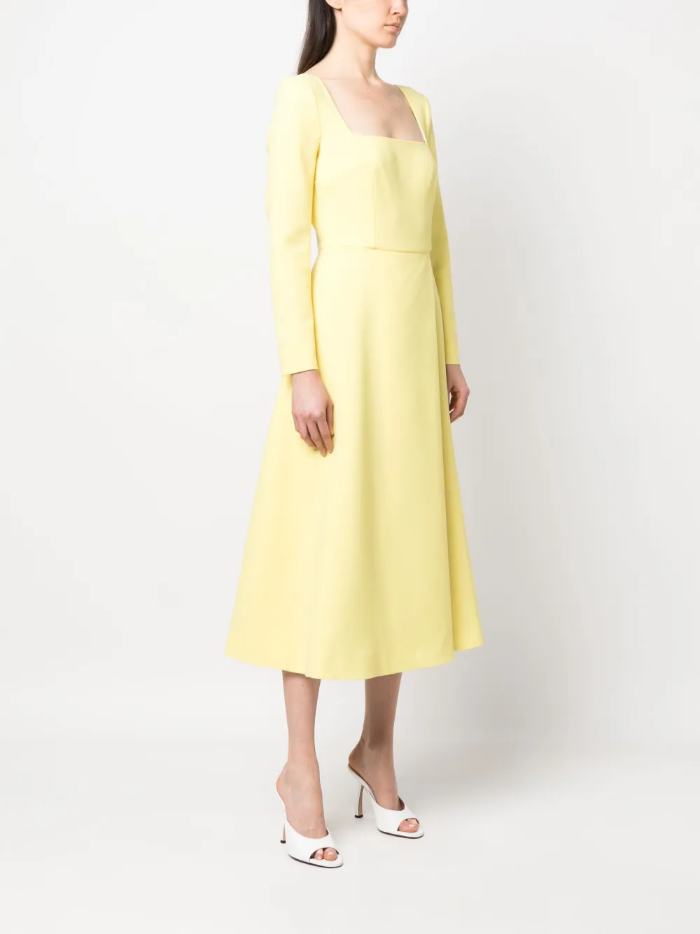 Emilia Wickstead Long-sleeve Flared Midi Dress - Yellow 
