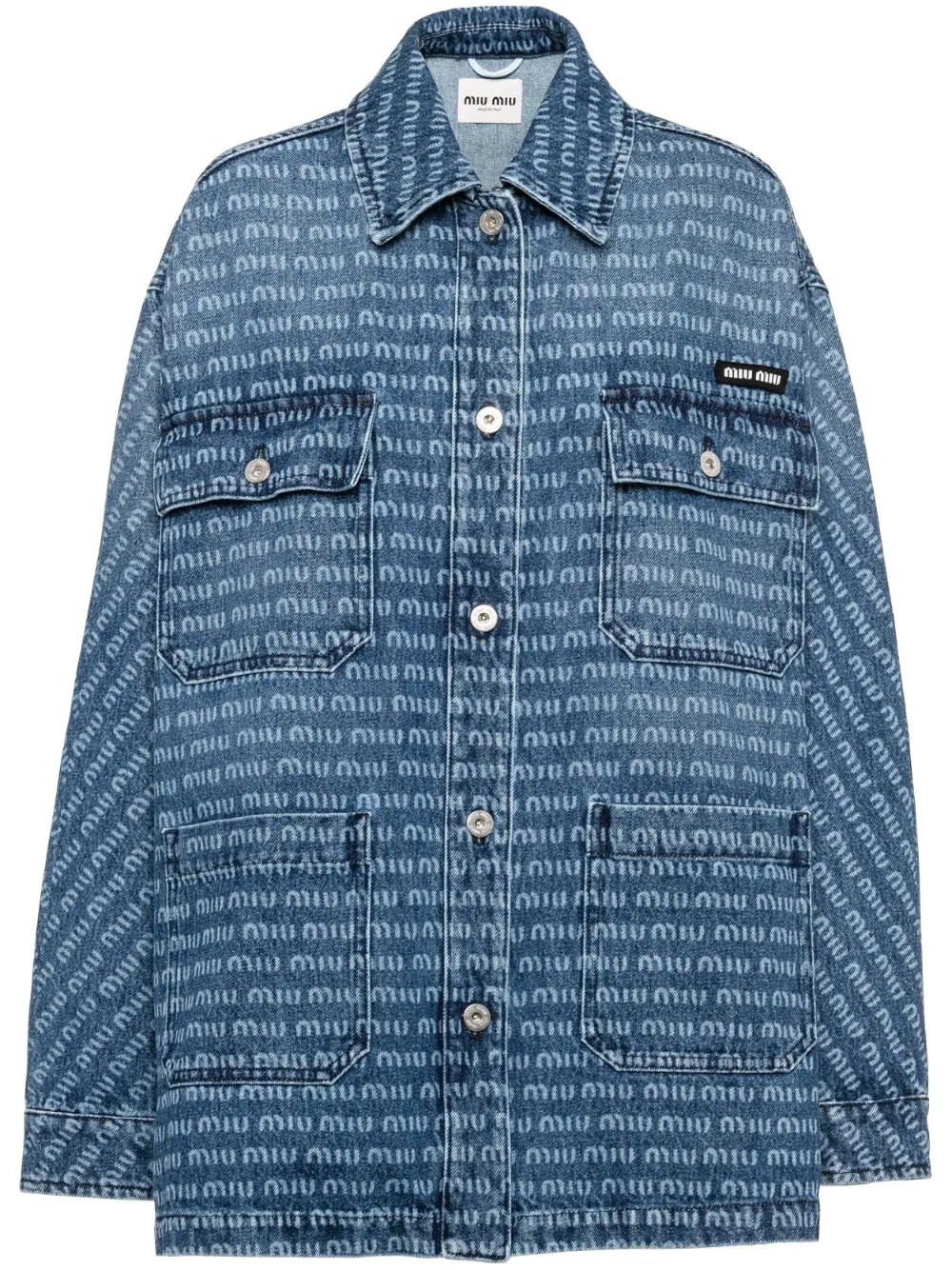 Miu Miu logo-print denim jacket - Blue