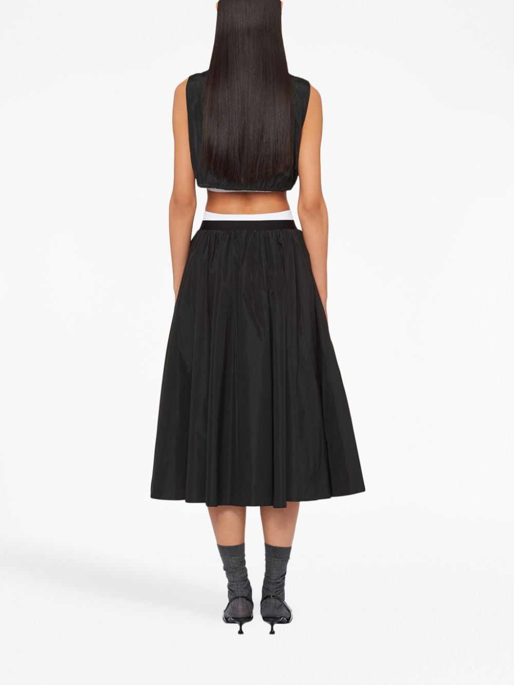 Shop Miu Miu Full Technical-silk Skirt In Black