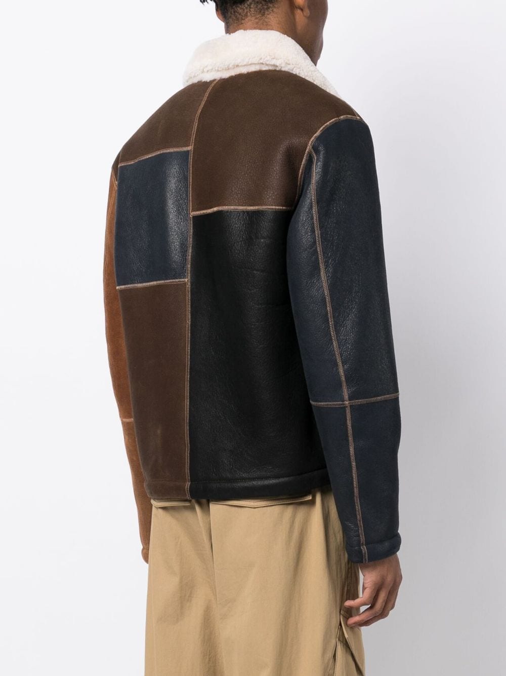 Shop Palmer Harding Patchwork-design Reversible Leather Coat In Brown
