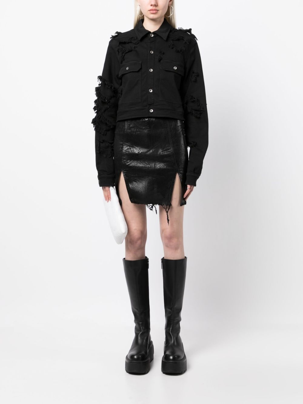 Shop Rick Owens Drkshdw Distressed Ripped Skirt In 黑色