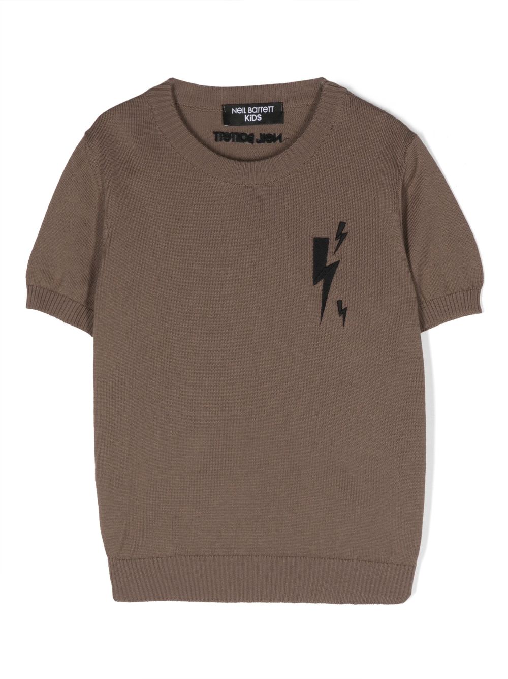 Neil Barrett Kids' Embroidered-logo Cotton T-shirt In Marrone