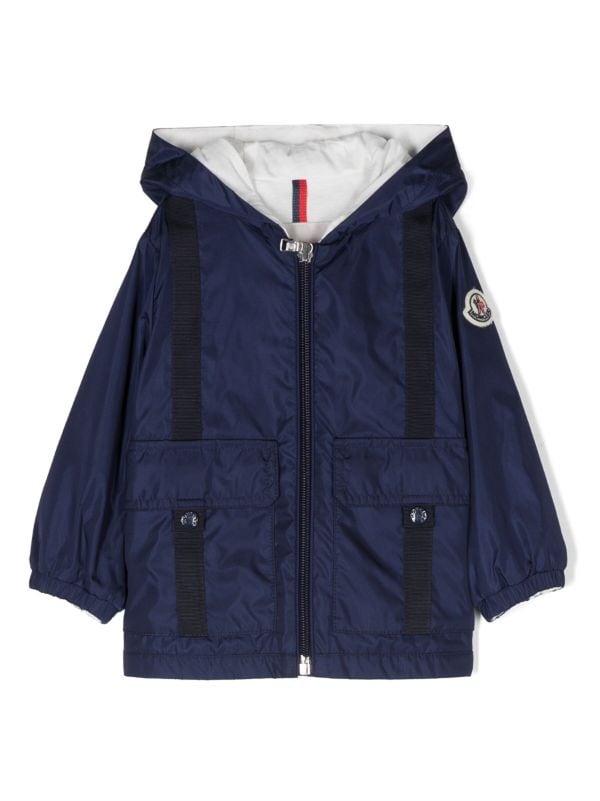 Moncler Logo-badge Hooded Jacket In Blue