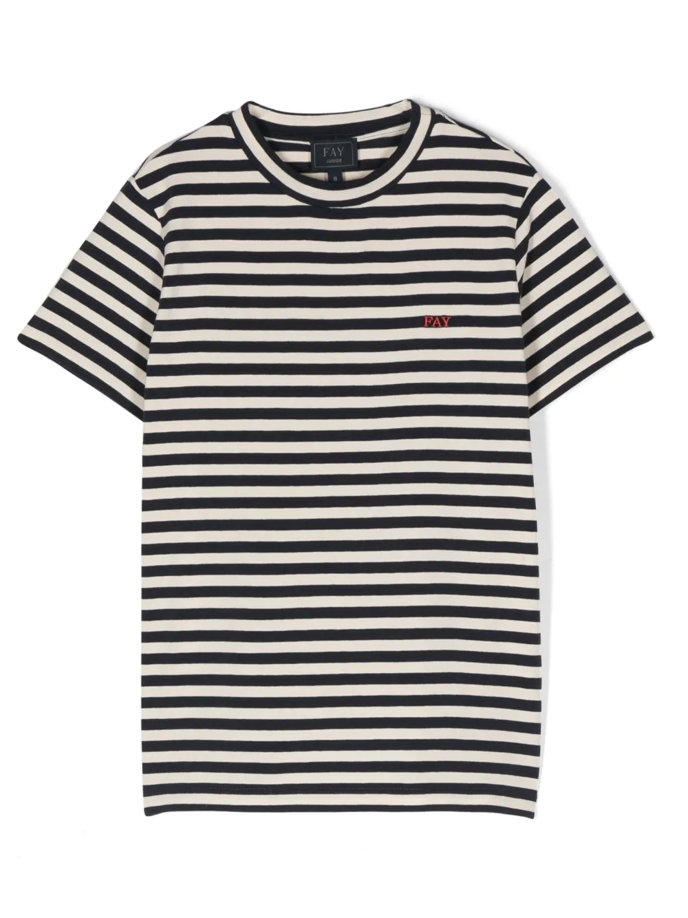 Fay Kids' Stripe-print Cotton T-shirt In Blue