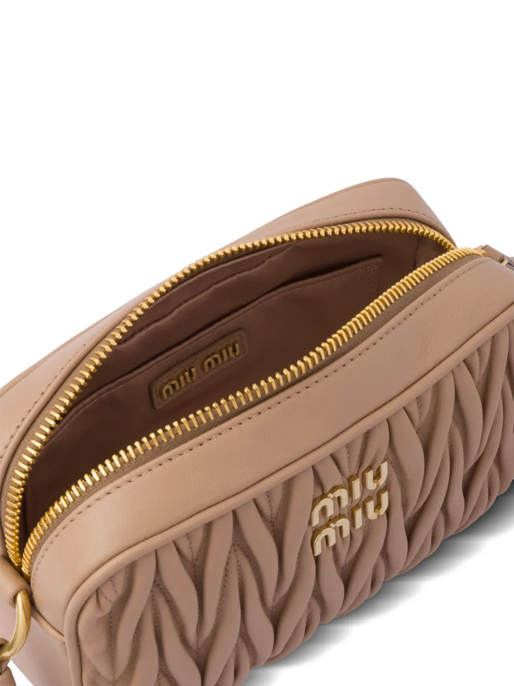 Miu Miu Matelassé Nappa Leather Shoulder Bag In Neutrals