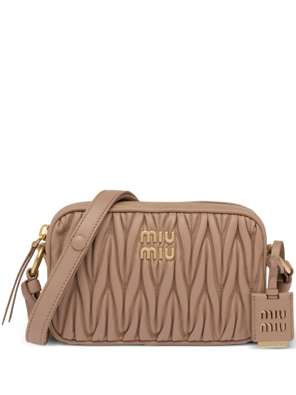Miu Miu Matelassé Nappa Leather Shoulder Bag In Neutrals
