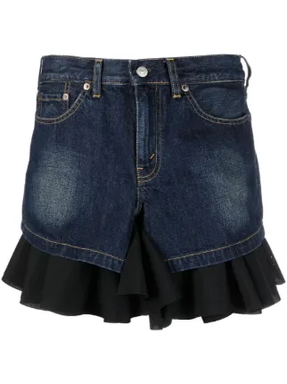 Black ruffle clearance hem denim skirt