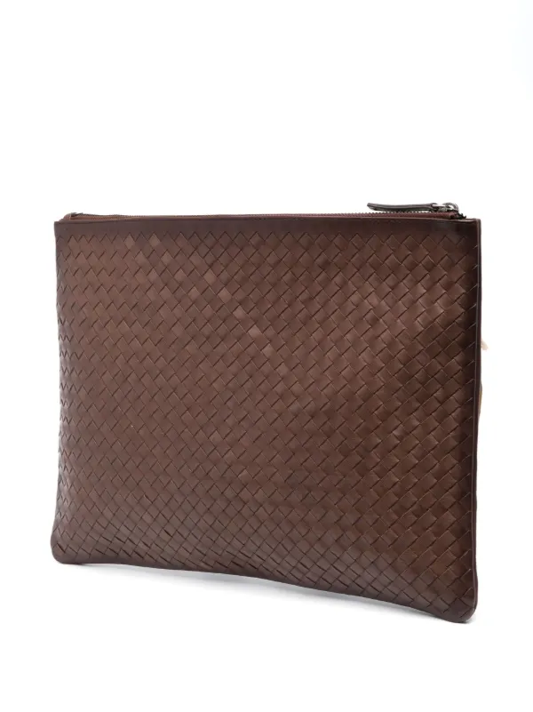 Woven leather clutch sale