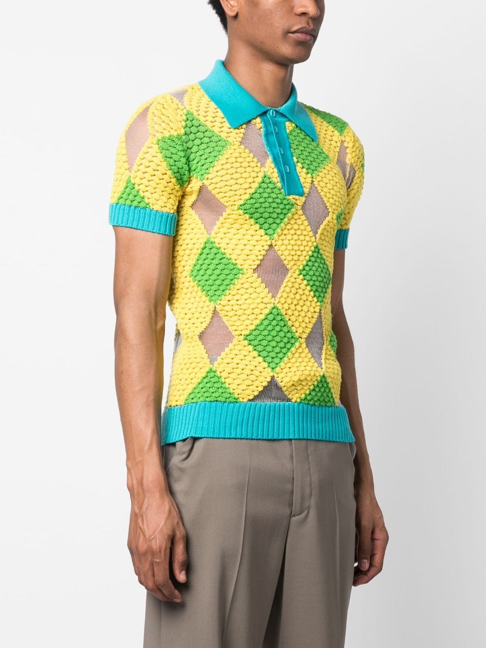 Shop Botter Geometric-pattern Knitted Polo Shirt In Gelb