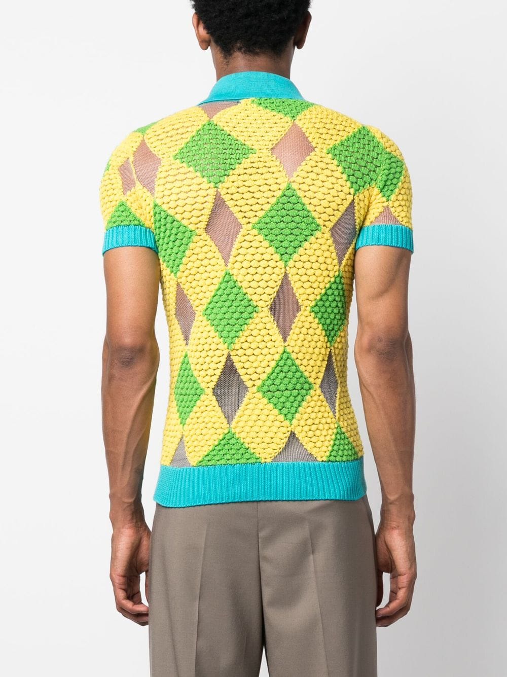 Shop Botter Geometric-pattern Knitted Polo Shirt In Gelb