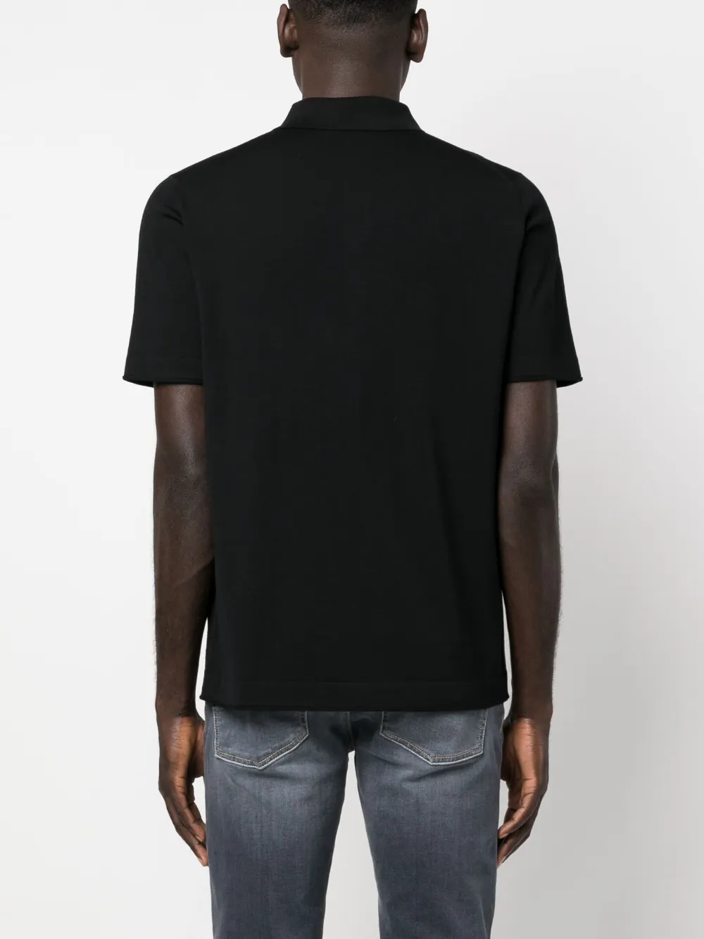 GOES BOTANICAL Poloshirt van merino Zwart
