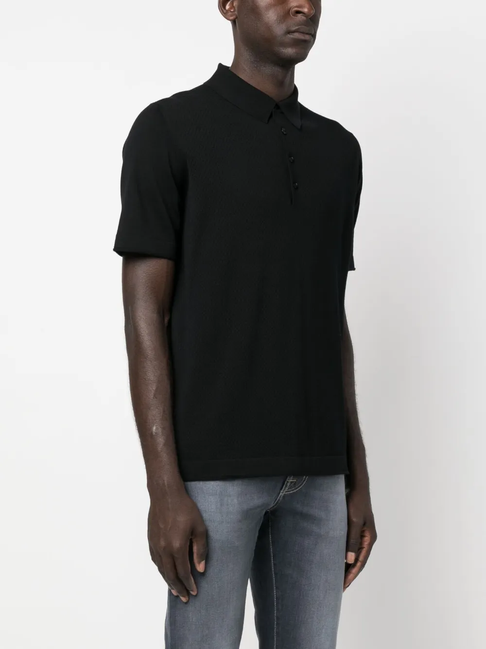 GOES BOTANICAL Poloshirt van merino Zwart