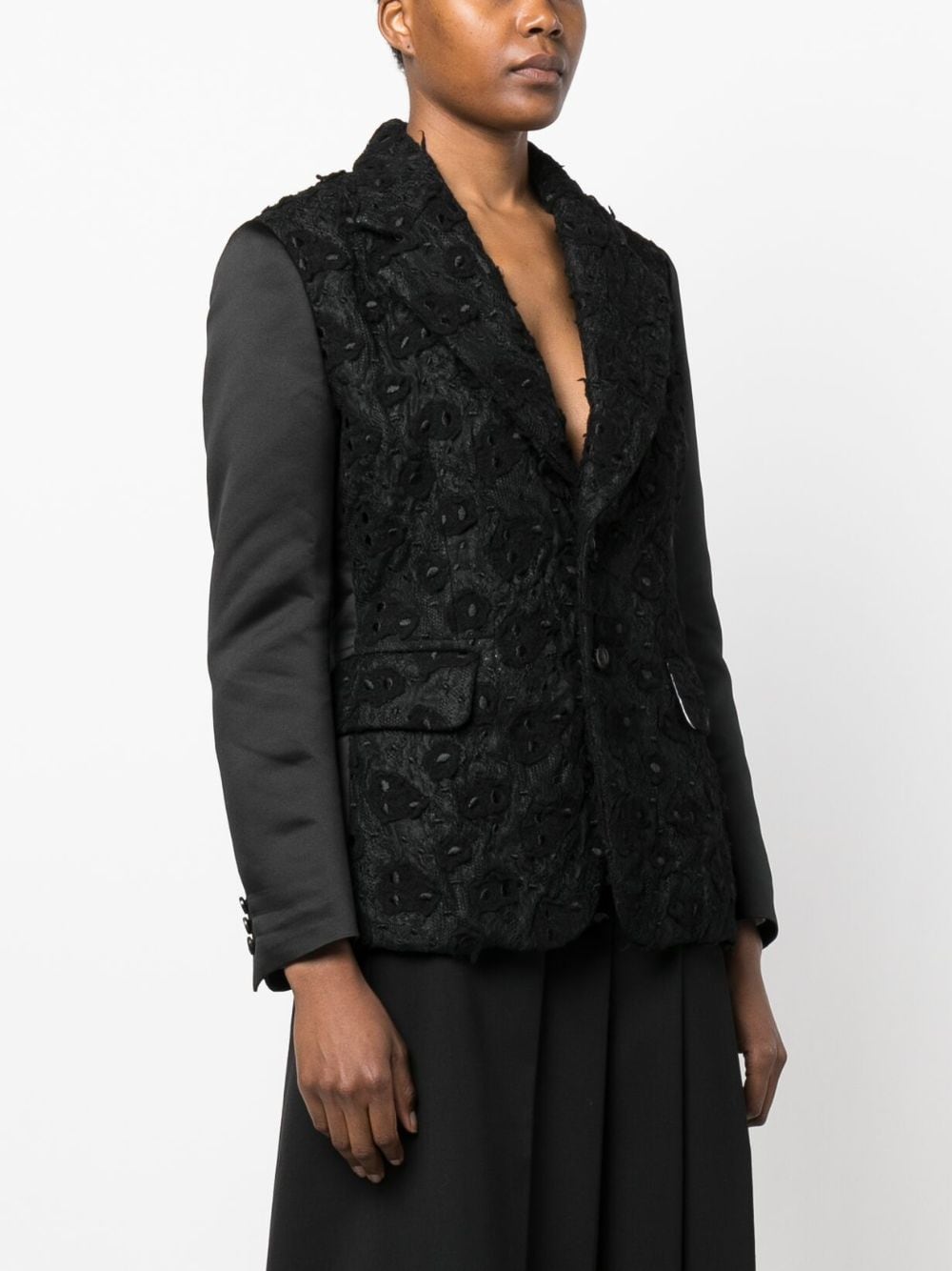 Shop Comme Des Garçons Embroidered Single-breasted Blazer In Black