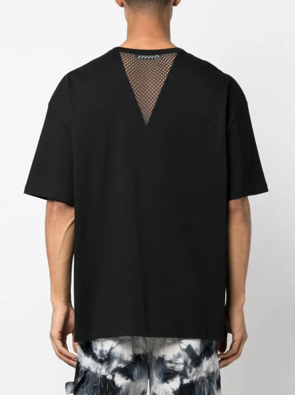 Raf Simons fishnet-panel short-sleeve T-shirt | Black | FARFETCH