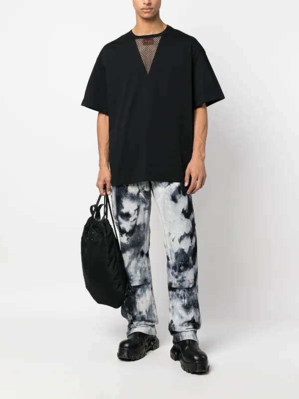 爆買い！ Raf Simons fishnet-panel short-sleeve T-shirt | Black | FARFETCH トップス