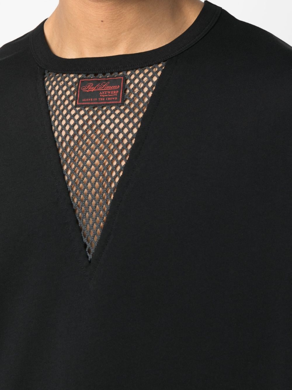 Shop Raf Simons Fishnet-panel Short-sleeve T-shirt In Black