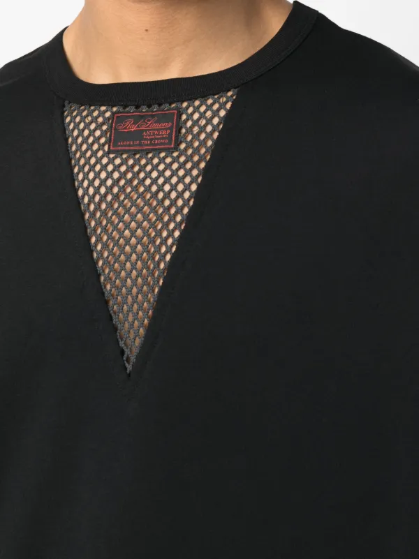 Raf Simons fishnet-panel short-sleeve T-shirt | Black | FARFETCH