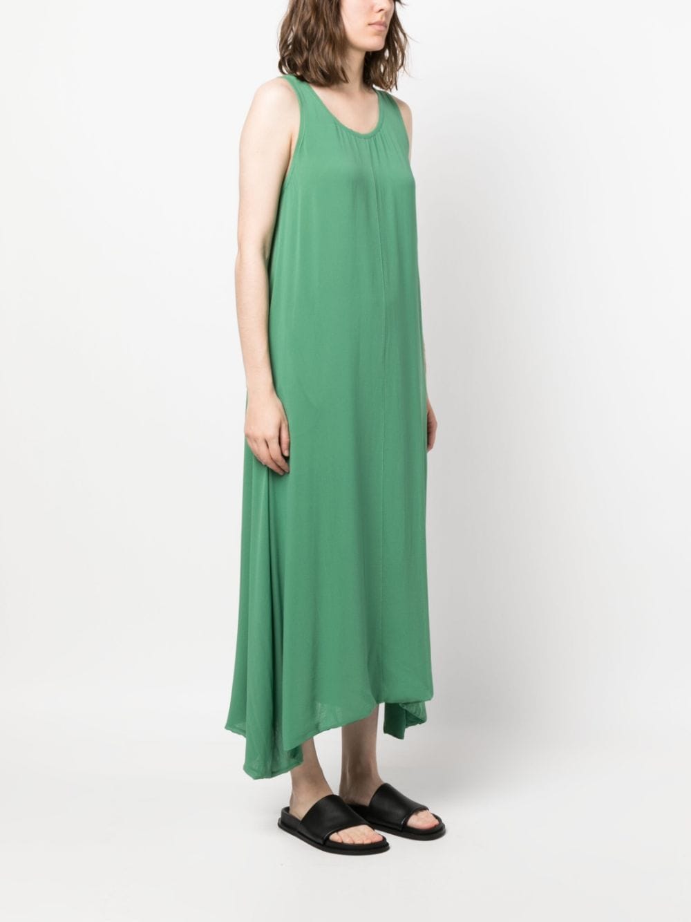 Shop Private 0204 Shift Round-neck Midi Dress In Green