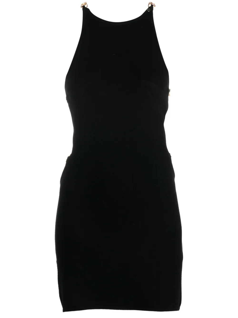 Nissa Chain-link Open-back Mini Dress In Black