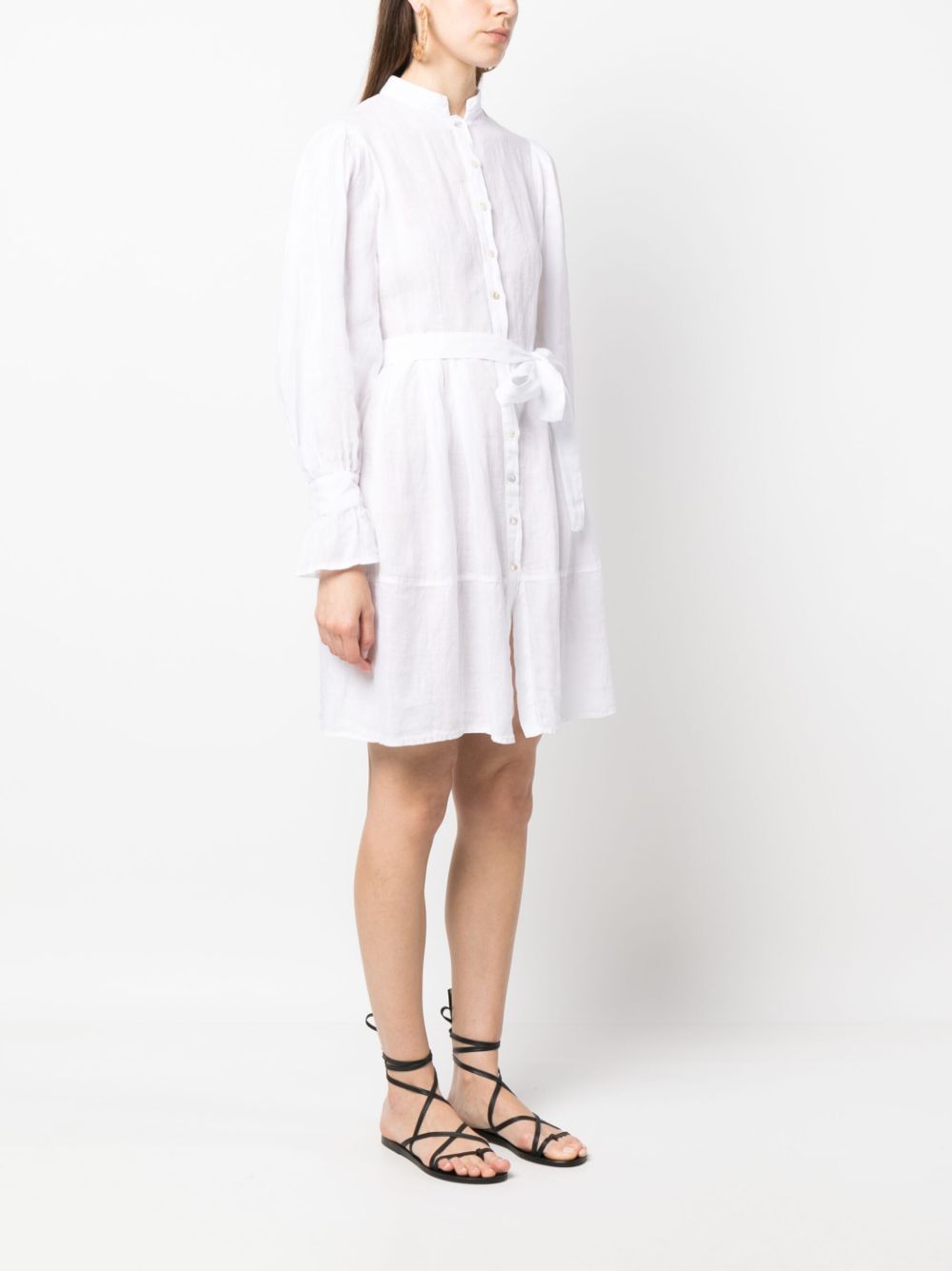 120% Lino Buttoned-up Linen Shirt Dress In White | ModeSens