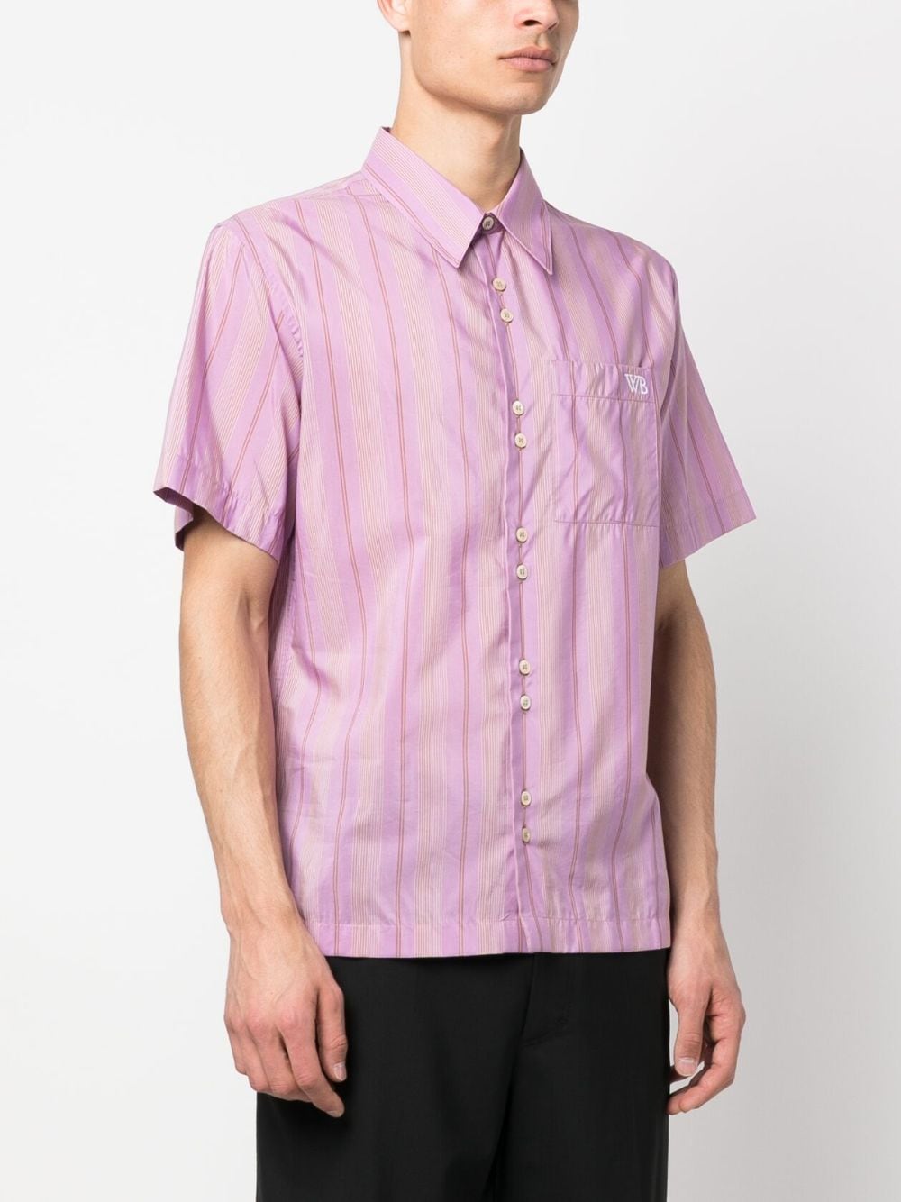 Shop Wales Bonner Logo-embroidered Striped Shirt In Pink