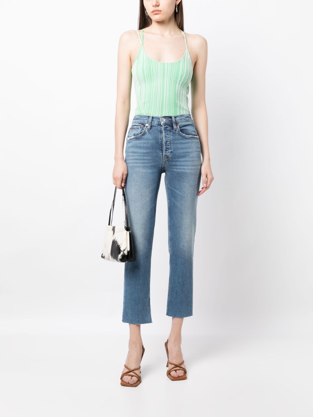 RE/DONE high-waisted cropped washed jeans - Blauw