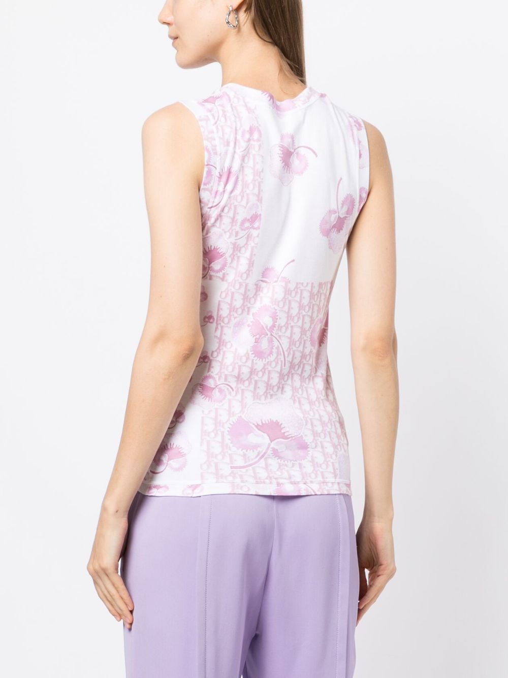 Christian Dior Trotter Monogram Embroidered Floral Tank Top