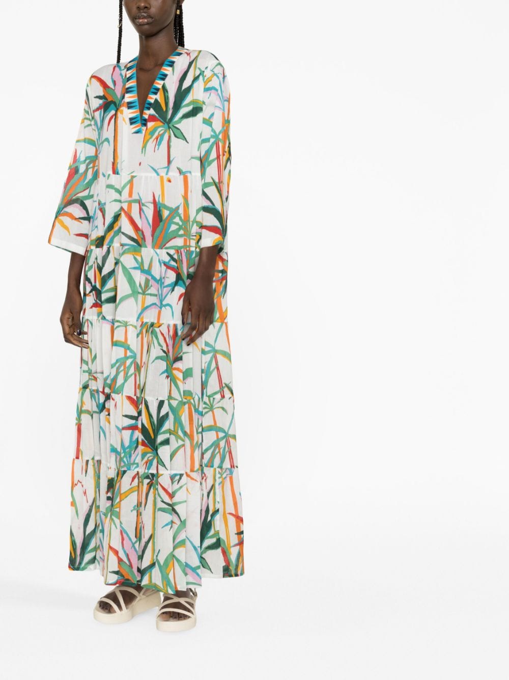 Emporio Sirenuse Maxi-jurk met palmboomprint - Wit