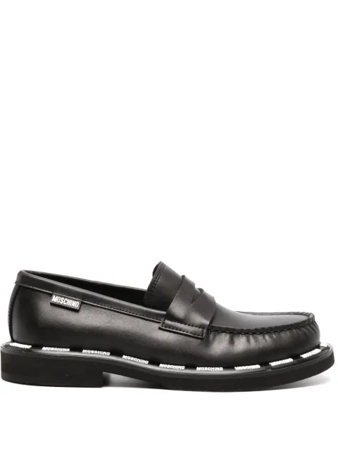 Moschino contrasting logo-trim loafers