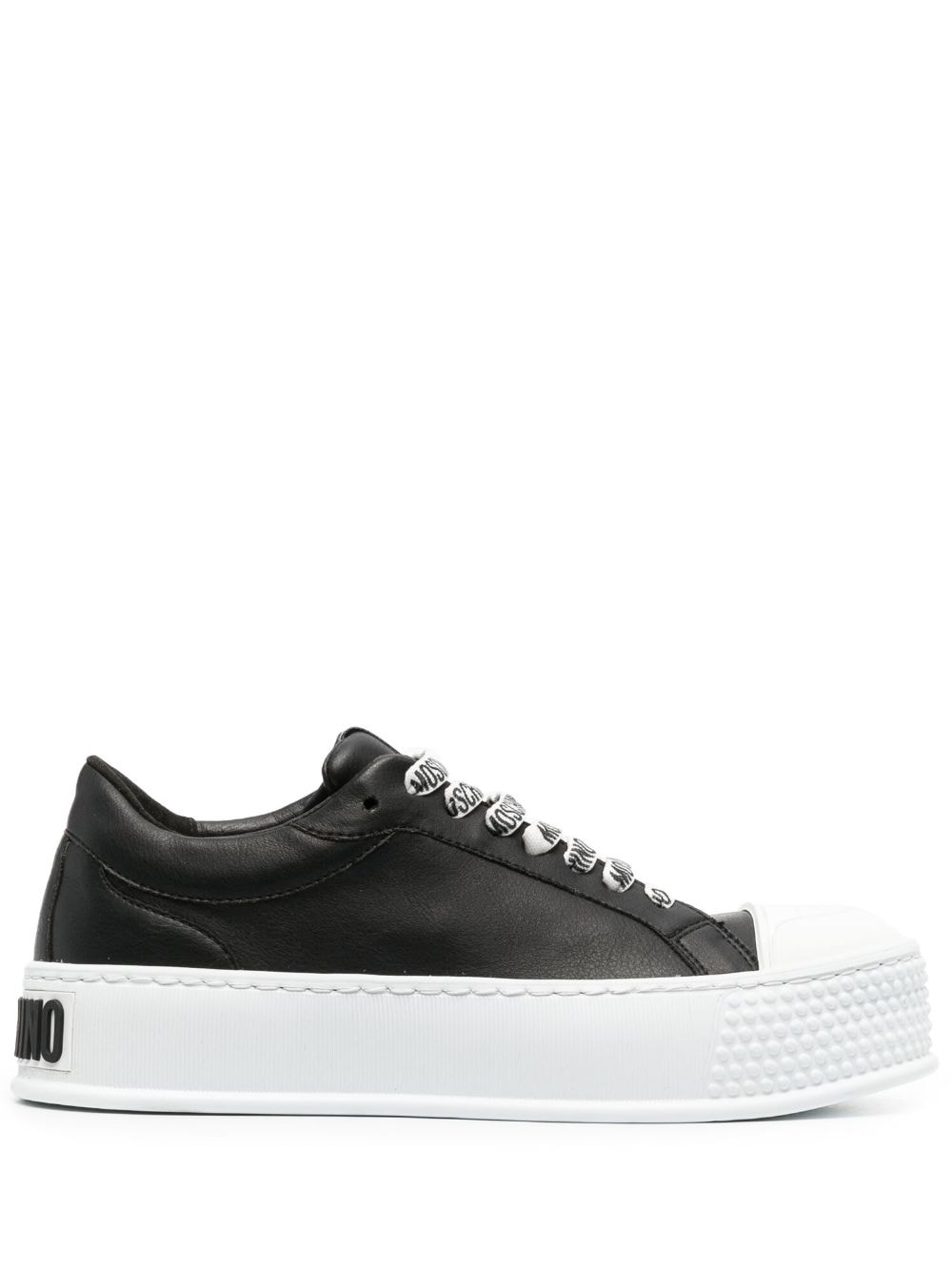 Moschino embossed-logo faux-leather sneakers - Black