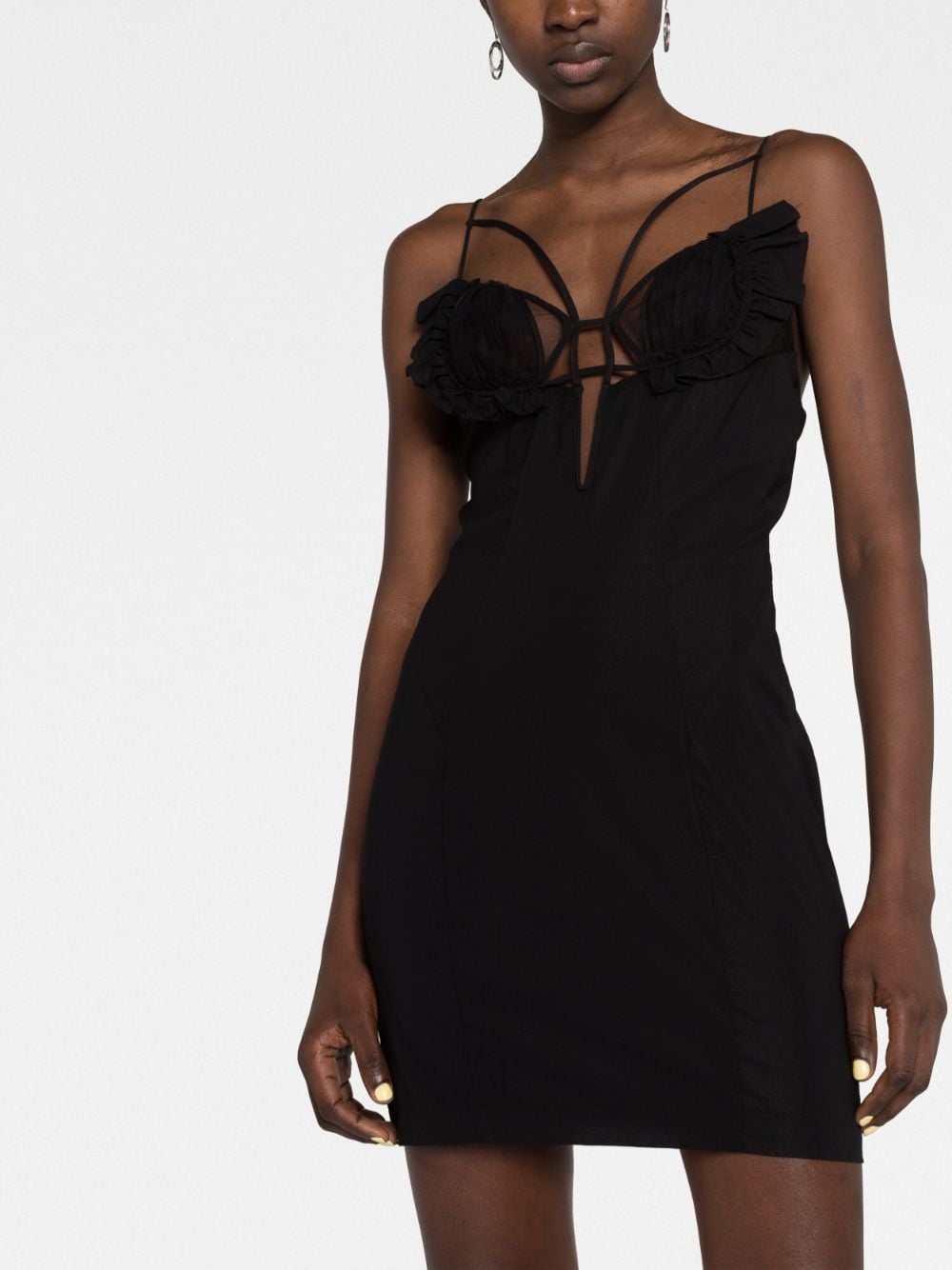 Shop Nensi Dojaka Amfar Tulle-panelled Cutout Minidress In Black