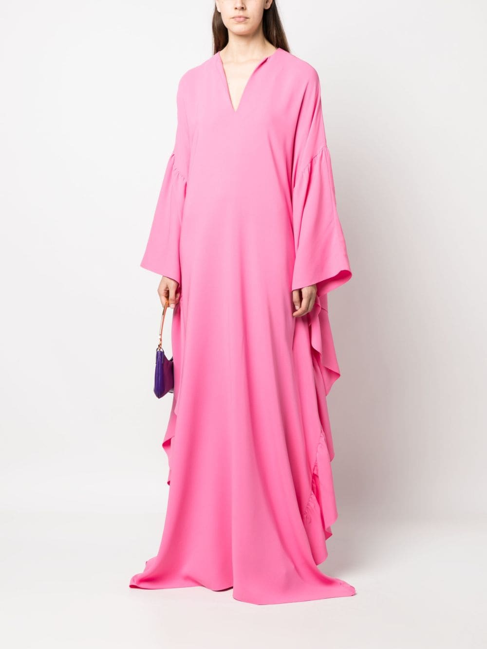 Shop Oscar De La Renta V-neck Draped-design Dress In Rosa