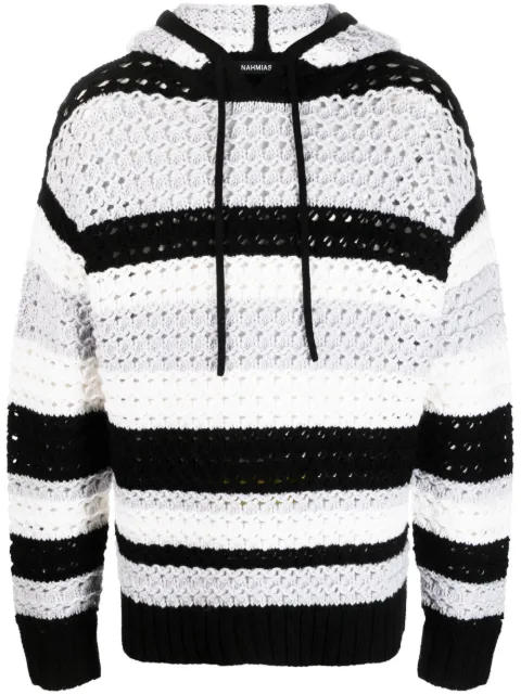 Nahmias stripe-pattern hooded wool jumper