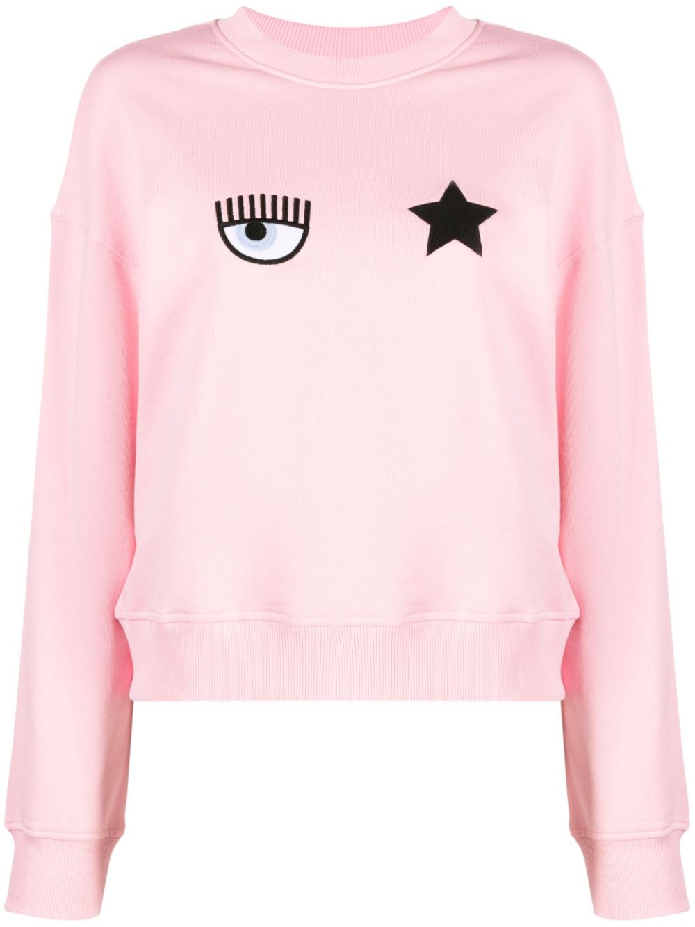 CHIARA FERRAGNI LOGO-EMBROIDERY COTTON SWEATSHIRT