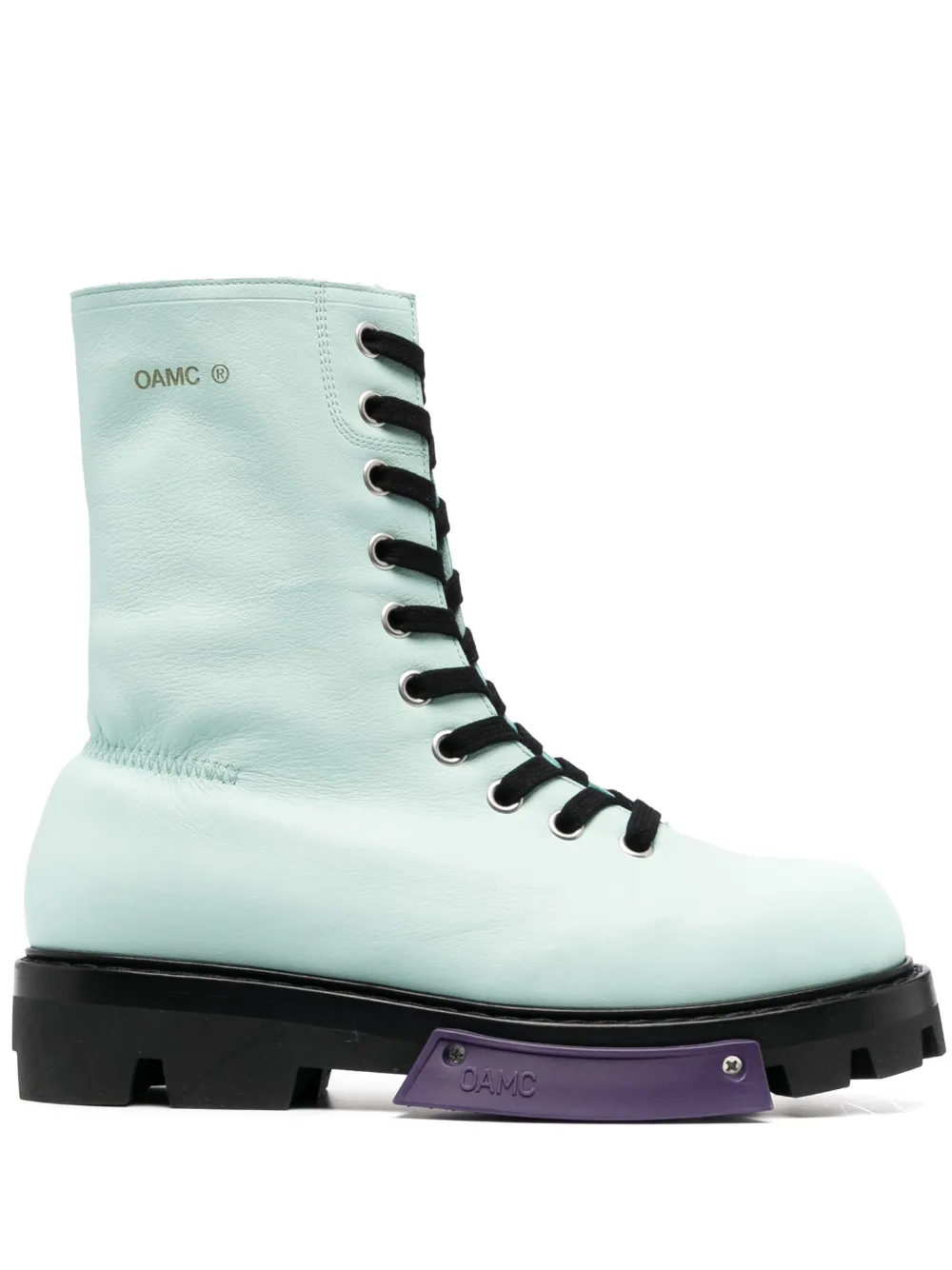 Oamc Logo-print Lace-up Fastening Boots In Blue