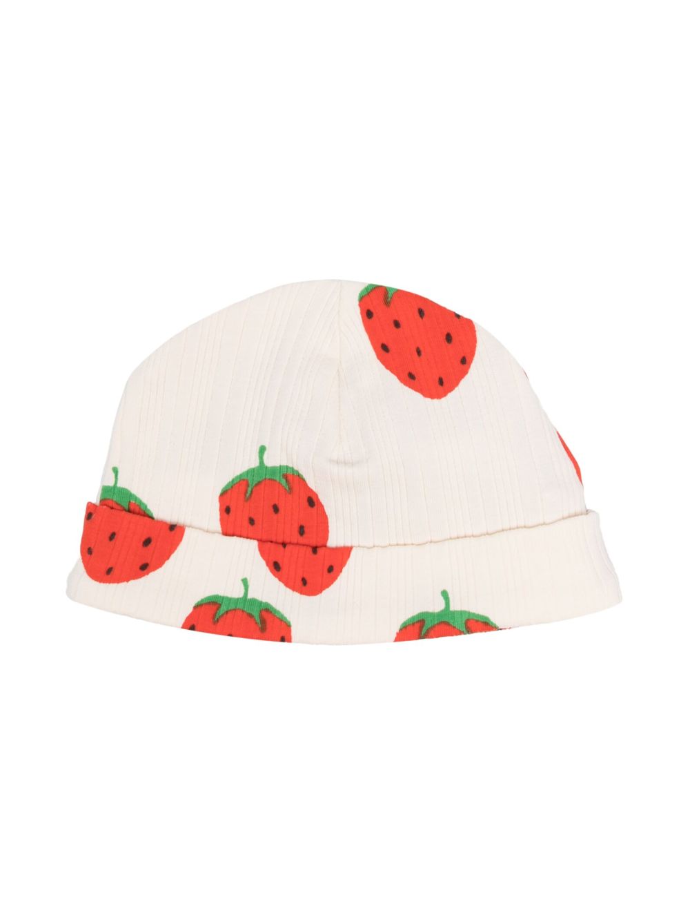 Mini Rodini Babies' Strawberry-print Organic-cotton Hat In Neutrals