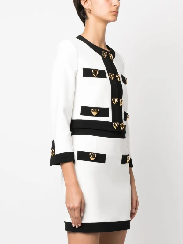 Moschino heart-embellished Cropped Jacket | White | FARFETCH