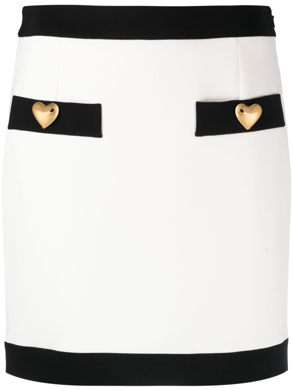 Shop Moschino Button-detailed Fitted Skirt In White