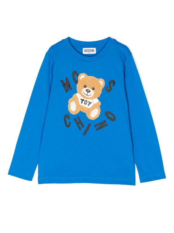 TEDDY PRINT T-SHIRT WITH LONG SLEEVES Kid Blue