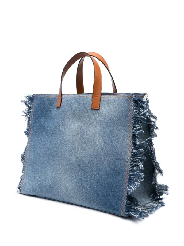 FENDI fringe detailing Denim Tote Bag Blue FARFETCH AE